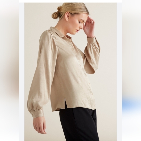 SEED HERITAGE Contemporary Textured Bronze Blouse 12 Business Casual Designer - Picture 1 of 6